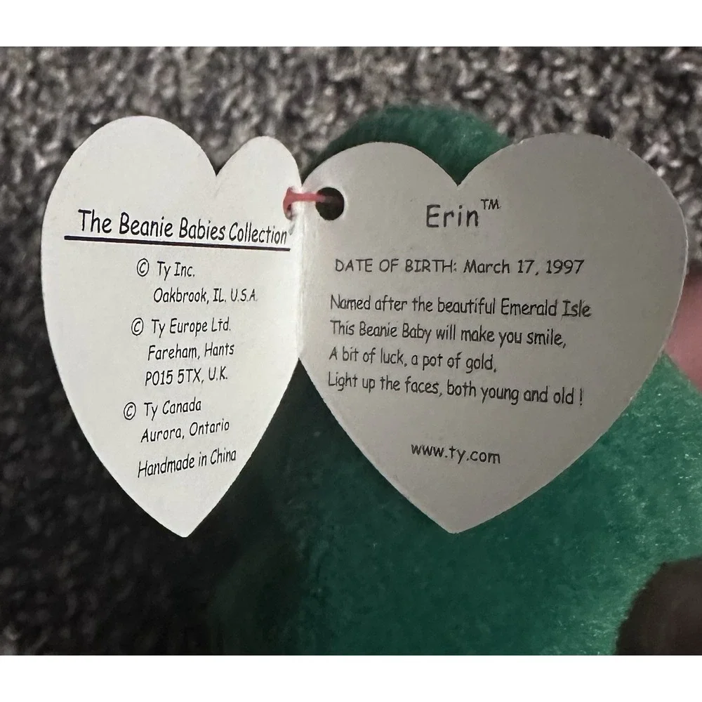 Ty Beanie Baby - ERIN the Irish Bear 8.5 